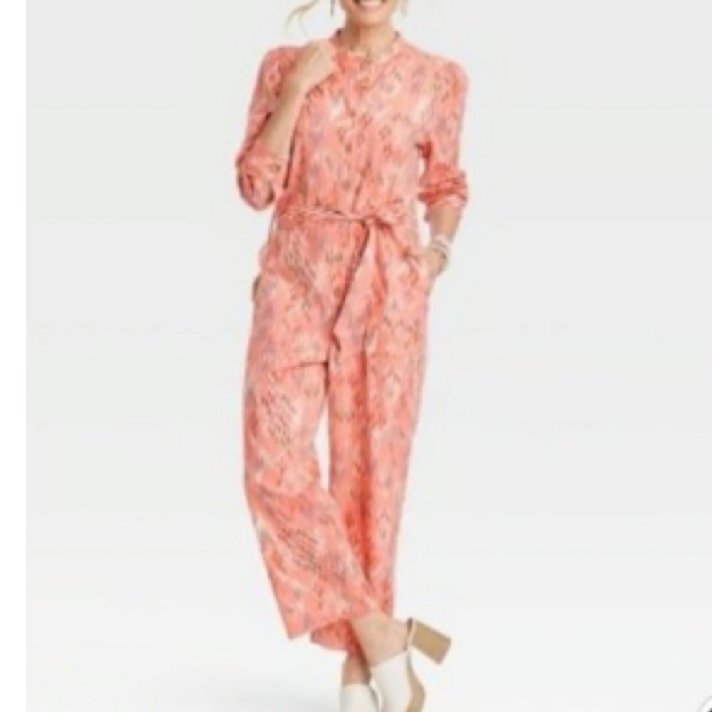 Knox Rose Peach Patterned Jumpsuit